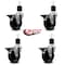 Service Caster 4'' Phenolic Swivel 1-7/8'' Expanding Stem Caster Set with Brake, 4PK SCC-EX20S414-PHS-PLB-178-4 - alternate 4